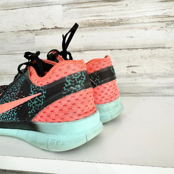 Nike Womens Free 5.0 TR Fir 5 Black/Orange/Teal Running Shoe Size 8.5 - Picture 4 of 6